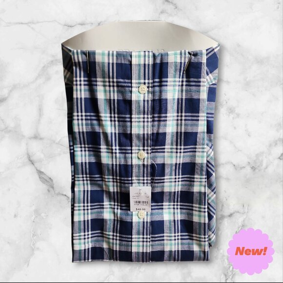 Small Casual Blue Plaid Shirt Jos A Bank S New Mens Size Sleeve Button Front Nwt - Picture 3 of 17